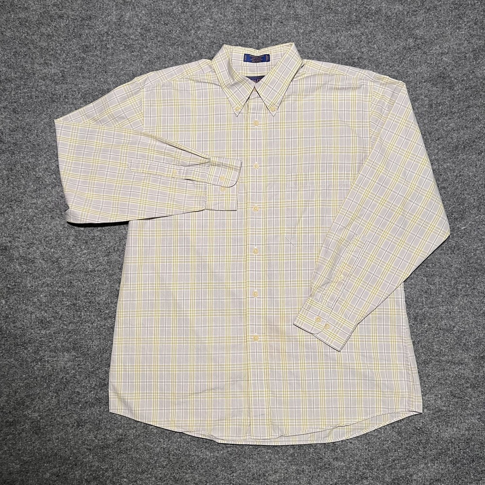 Pendleton Broadway Cloth Long Sleeve‎ Yellow Button Down Plaid Size Large